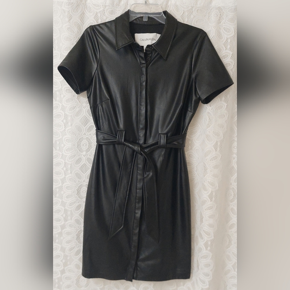 Calvin Klein- Faux Leather Dress